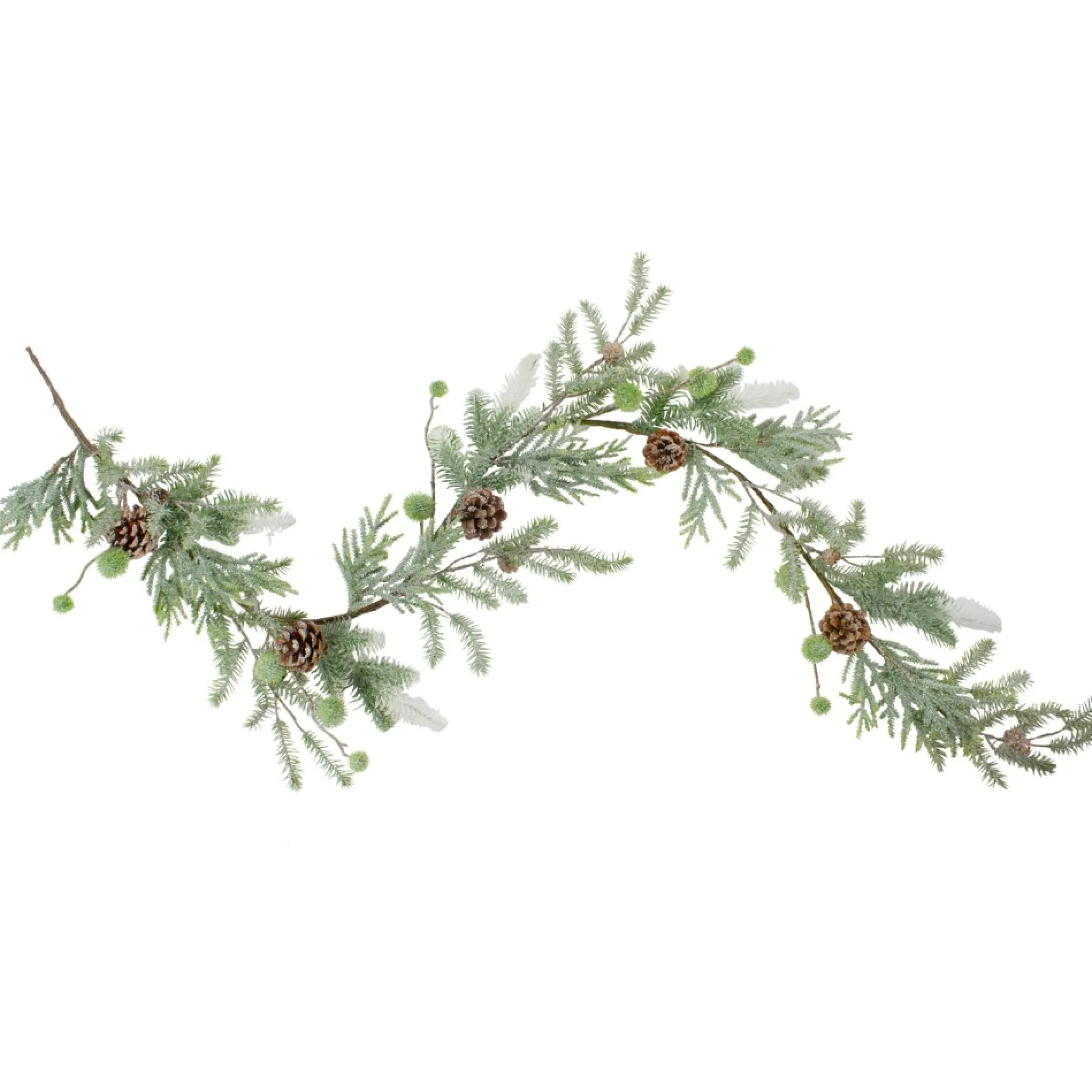 5' X 10" Frosted Pine And Pine Cone Christmas Garland - Unlit