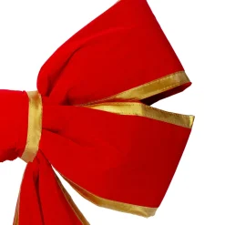 25" X 37" Giant Red 3D 4-Loop Velveteen Christmas Bow With Gold Trim