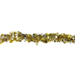 12' X 4" Gold And Silver Boa Wide Cut Tinsel Christmas Garland - Unlit