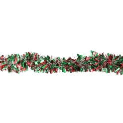 12' X 4" Green And Red Tinsel Artificial Christmas Garland - Unlit