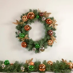6' X 12'' Green Artificial Mixed Foliage With Ornaments Christmas Garland, Unlit