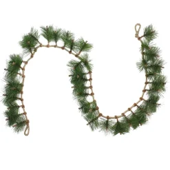 6' X 5" Long Needle Pine And Rope Rustic Artificial Christmas Garland - Unlit