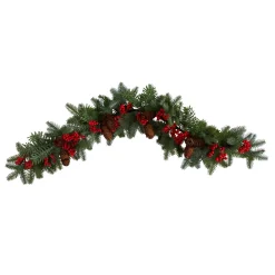 3.25' X 7" Pines With Berries And Pinecones Artificial Christmas Garland, Unlit