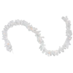 50' X 10" Pre-Lit Commercial Length Snow White Christmas Garland, Clear Lights