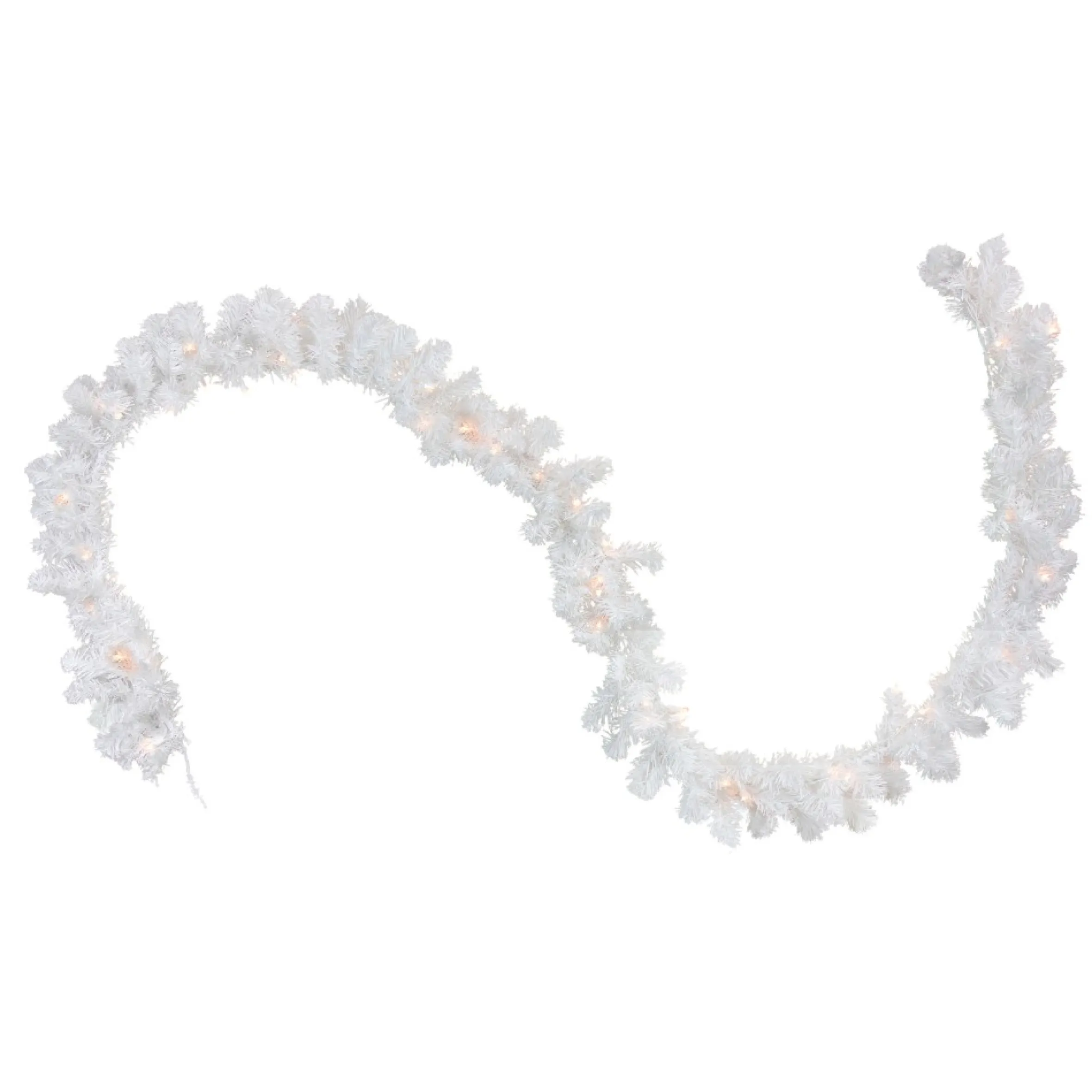 50' X 10" Pre-Lit Commercial Length Snow White Christmas Garland, Clear Lights