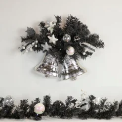 9' X 6" Pre-Lit Decorated Black Pine Artificial Christmas Garland, Cool White Led Lights