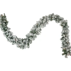 9' X 10" Pre-Lit Flocked Madison Pine Artificial Christmas Garland, Clear Lights