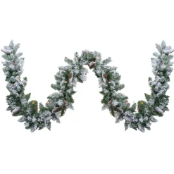 9' X 10" Pre-Lit Flocked Pine Artificial Christmas Garland - Multi Color Lights