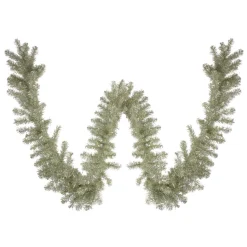 9 X 12 Pre-Lit Metallic Sterling Silver Artificial Christmas Tinsel Garland - Clear Lights