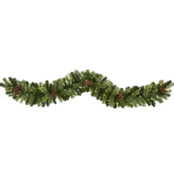 6' X 10" Pre-Lit Pinecone Artificial Christmas Garland, Clear Led Lights