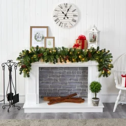 6' X 10" Pre-Lit Pinecone Artificial Christmas Garland, Clear Led Lights