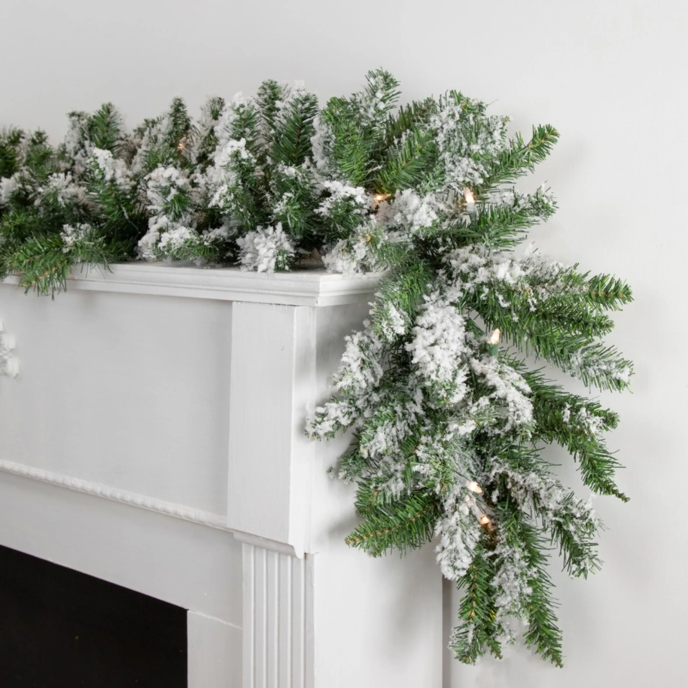 9' X 10" Pre-Lit Snow Mountain Pine Artificial Christmas Garland - Clear Lights