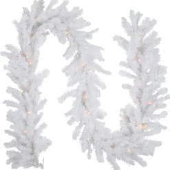9' X 12" Pre-Lit Snow White Artificial Christmas Garland, Clear Lights