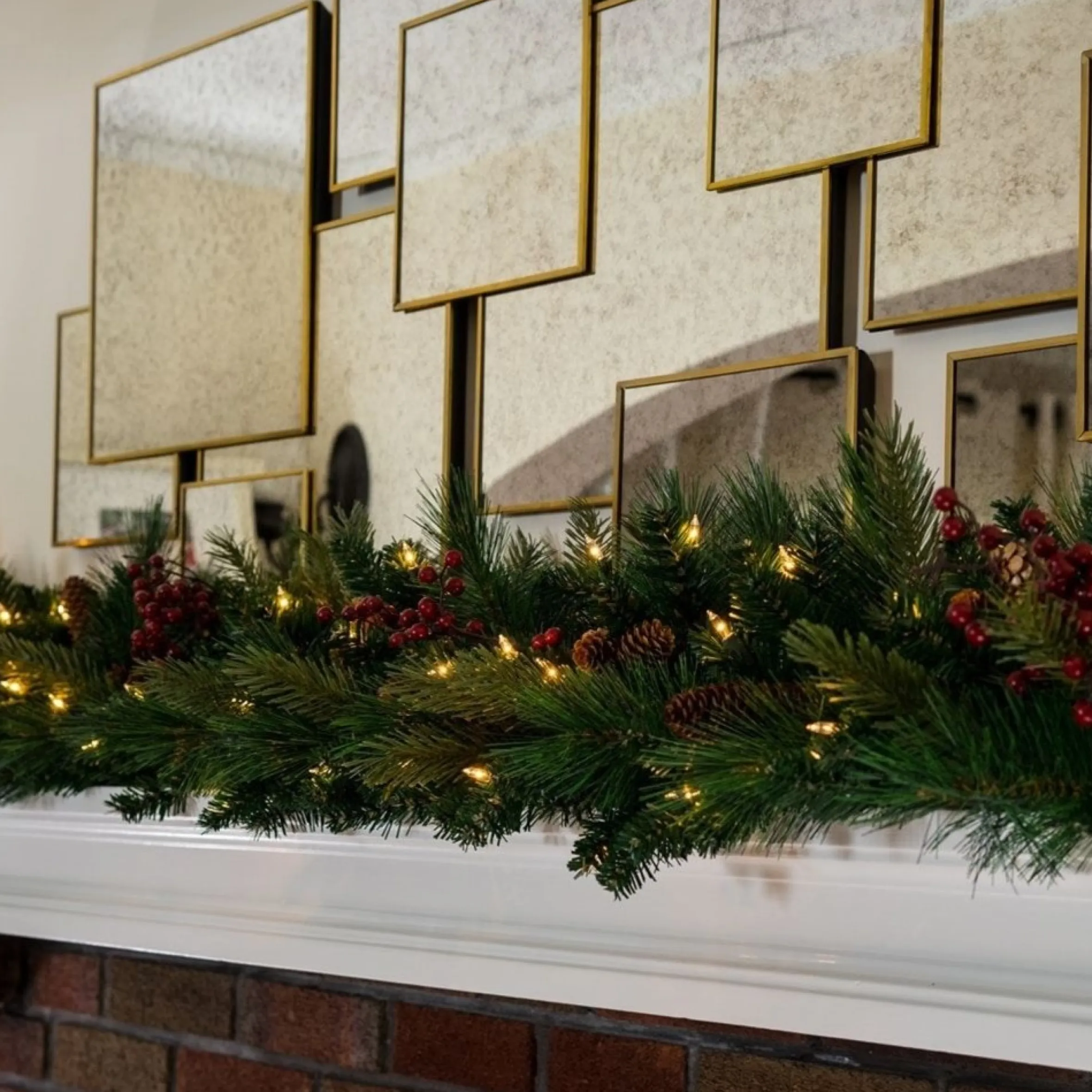 9' X 12" Pre-Lit Woodland Berry Artificial Christmas Garland, Clear Lights