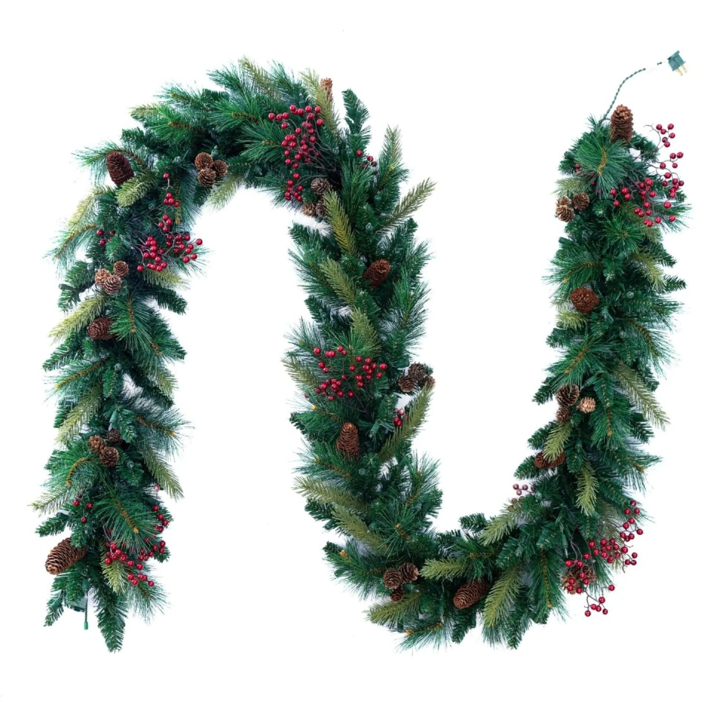 9' X 12" Pre-Lit Woodland Berry Artificial Christmas Garland, Clear Lights
