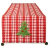 14" X 108" Red And White Jolly Tree Christmas Table Runner