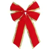 18" X 30" Red 4-Loop Velveteen Christmas Bow With Gold Trim