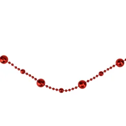 15' X 0.5" Red Shiny Crimson Mirrored Disco Ball Beaded Christmas Garland
