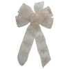 14" X 9" Sheer And Gold Snowflake 6 Loop Christmas Bow Decoration