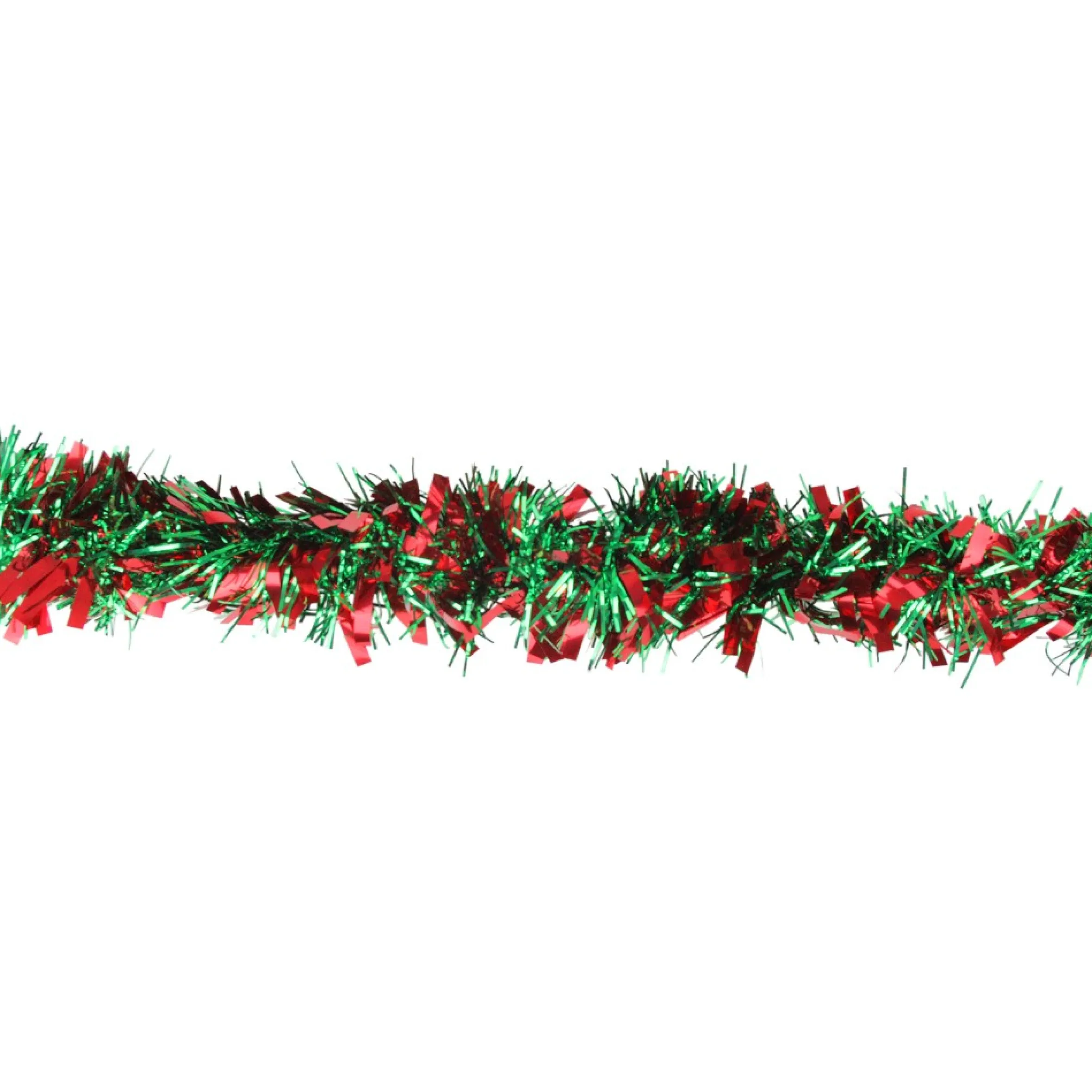 50' X 4" Shiny Green And Red Wide Cut Tinsel Christmas Garland - Unlit