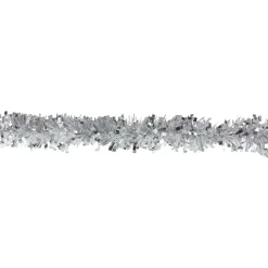 12' X 3" Shiny Silver And Snowblush Wide Cut Tinsel Christmas Garland - Unlit