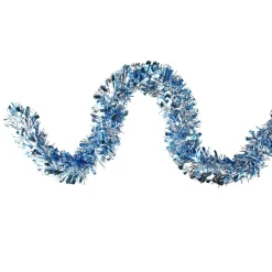 12' X 3" Silver And Blue Tinsel Wide Cut Artificial Christmas Garland - Unlit