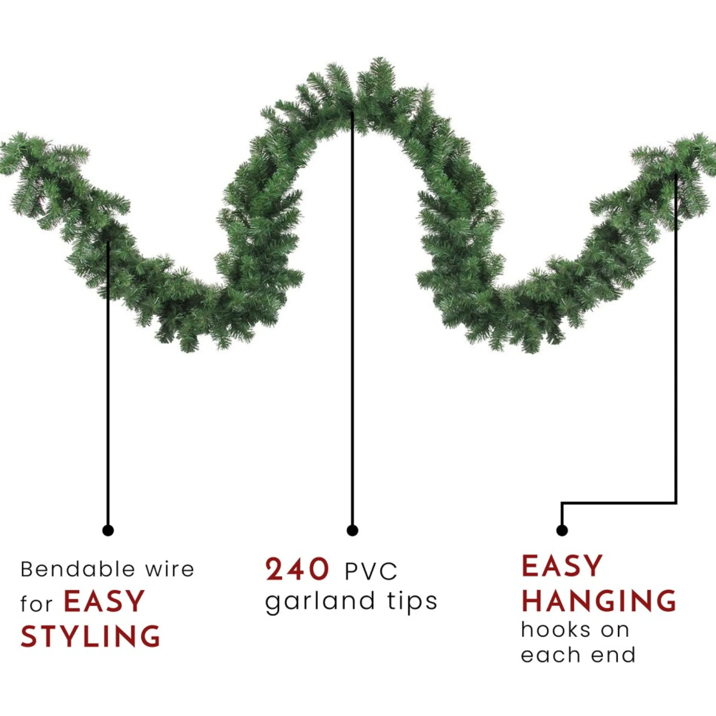9' X 12" Windsor Pine Artificial Christmas Garland - Unlit
